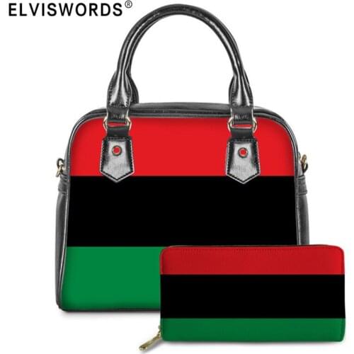 ELVISWORDS National Flag Pattern Ladies Daily Shoulder/Messager/Crossbody Bag&Pure Sets Luxury Brand Women Handbag Bolsos Mujer