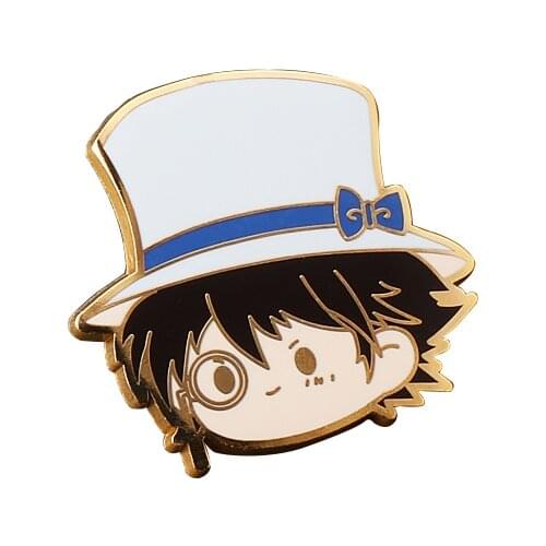 Anime Detective Conan Kaitou Kiddo Enamel Pins Metal Cartoon Brooch Backpack Hat Bag Collar Lapel Badges Fashion Jewelry Gifts