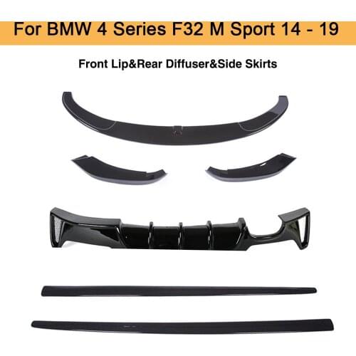 F32 Bodykit Car Front Bumper Lip & Rear Diffuser & Side Skirt for BMW 4 Series F32 M-tech M-sport 14 - 19 Gloss / Matte Black