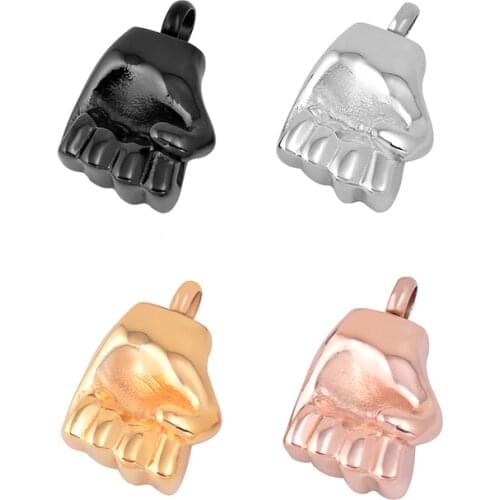 IJD9724 Punk Style Fist Cremation for Ashes for Human Boxing Glove Keepsake Pendant Jewelery Memorial Urns Necklace for Men