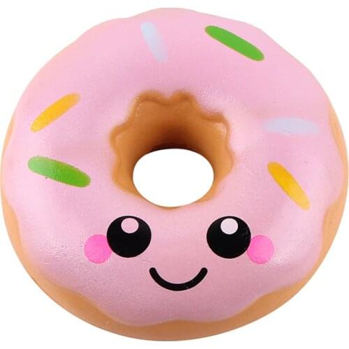 Simulation Donuts Phone Straps Cartoon Smile Face Squishy Slow Rising Anti-strss Photo Props Squeeze Squishy Gift 10*4 CM