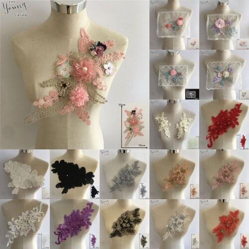 Exquisite ABS pearl Lace Three-dimensional Flower Collar Embroidery DIY Lace Collar Decorative Clothes Decals Accessories