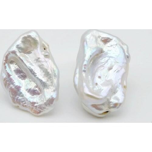 Baroque classic earrings, white irregular pearls, 925 sterling silver, ladies pearl earrings