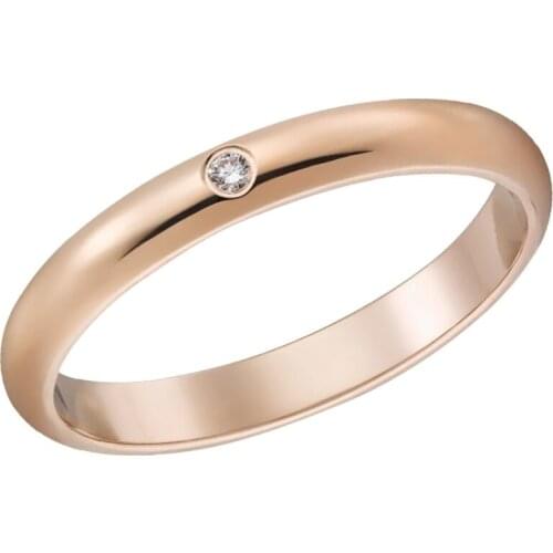 18K Au750 Rose Gold Ring Lovers Wedding Anniversary Engagement Ring 0.01 Carat Real Diamond Classic Trendy Romantic Simplicity