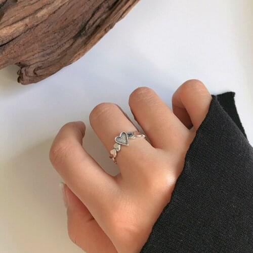 Retro Authentic 925 Sterling Silver FINE Jewelry Heart Ring Adjust TLJ1534