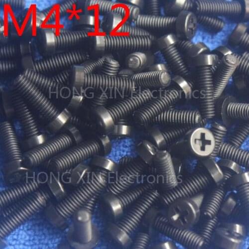 M4*12 Black 12mm 1pcs Round Head nylon Screw plastic bolts brand new RoHS compliant Fasteners Assortment PC/board DIY