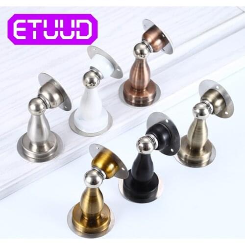 1pc Magnetic Door Stopper Stainless Steel Holder Catch Floor Door Holder Doorstop Double-Sided Adhesive Tape Stopper Hardware