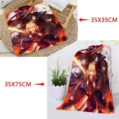 New arrival Custom fate zero saber Printed Face Towel Microfiber Fabric Square rectangle Towels Size 35x35cm 35x75cm Custom Logo