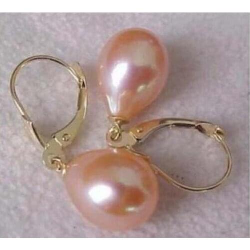 New 9-10MM AAA south sea pink pearl earrings 14K GOLD Earrings>>earrings