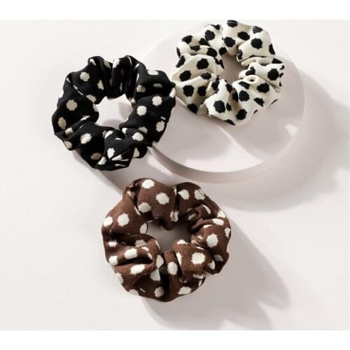 Wholesale women cotton dot printed hair scrunchies Hair bandsgirls hair Tie Accessories Ponytail Holder