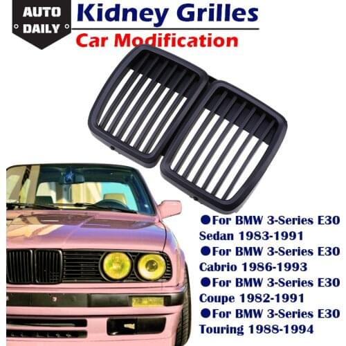 Front Kidney Grille Matte Black Classic Racing Grille Fit for BMW 3Series E30 Sedan 1983-1991,Cabrio 1986-1993,Car Accessories
