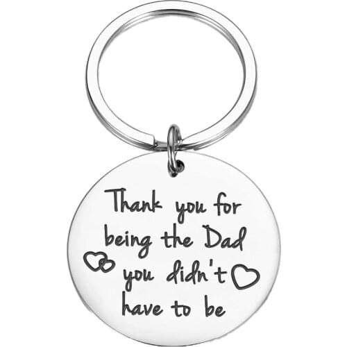 Fathers Day Gifts for Step Dad Keychain Step Daddy Papa Wedding Gifts Father Bride Groom from Daughter Son Kids Key Ring
