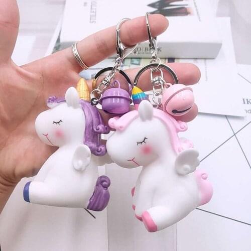 Ins Korean Style Internet Celebrity Creative New Girl Toys Pony Rainbow-Unicorn Couple Key Pendant Accessories Gift