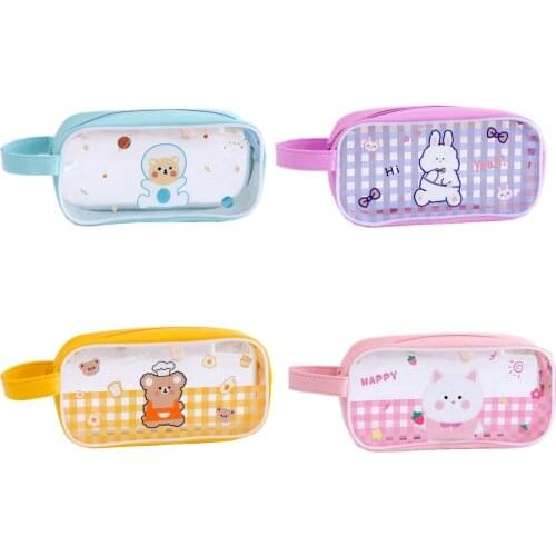 1 Pcs Girl Clear Cosmetic Bag PVC Transparent Makeup Bag for Women Waterproof Zipper Beauty Case Travel Toiletry Bag