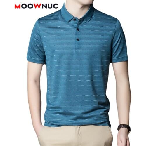 2021 Polo Shirt Men High-Quality Summer Polo Male Fashion Striped Short Sleeve Casual Business Youth Hombre New Thin MOOWNUC