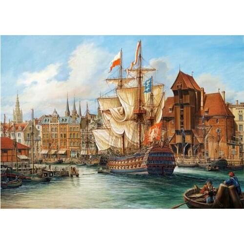 Needlework Landscape Sailboat Embroidery DIY Aida Cross Stitch Kits 14CT Counted Unprinted Oil painting Home Decor Arts