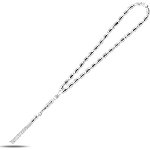Silverlina Silver 5mm 33lü Long Barley Rosary