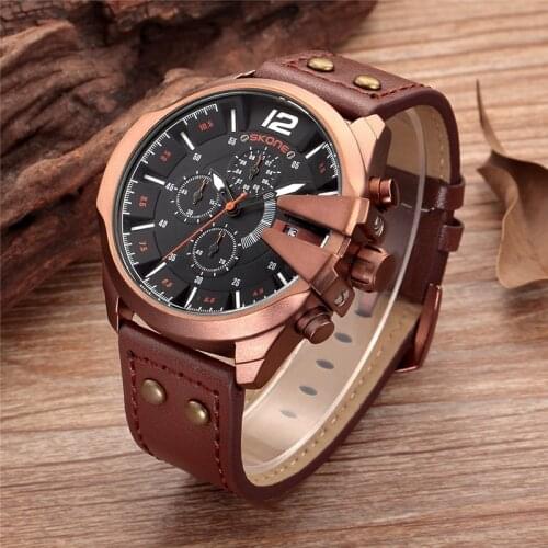 SKONE Men's Watch With Leather Strap