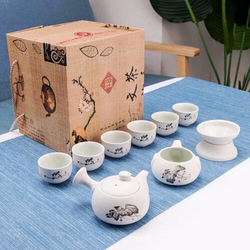 Snowflake Glaze Tea Set Anti-scalding Heat-resistant Travel Kung Fu Tea Set Household Drinking Utensils Teaware Flower Maker