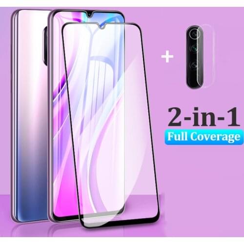 2IN1 Full Screen Glass+Camera Film For Xiaomi Redmi 9 9A 9C 8 8A Dual 7A Note 7 8 8T 9S 9 Pro Max Mi 9 Lite SE 9T Pro Poco X3