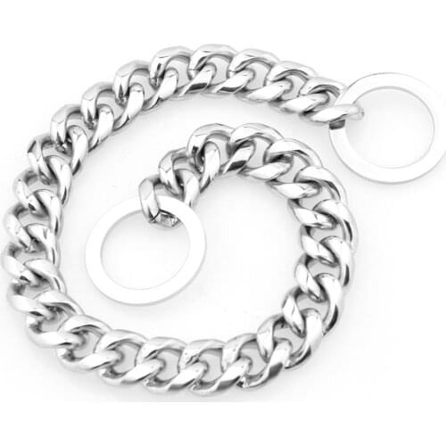Tiasri Dog Chain Belt Train a Dog Collar Silver Color High Polished Stainless Steel Choker Cuban Style Chain Adjustable Hot Sale