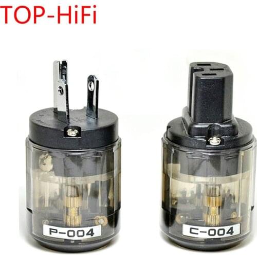 TOP-HiFi pair P-004/P-004E Rhodium Plated US Power Plug & C-004 IEC Connector Audio AMP CD US AC Power Cord Connector Plug
