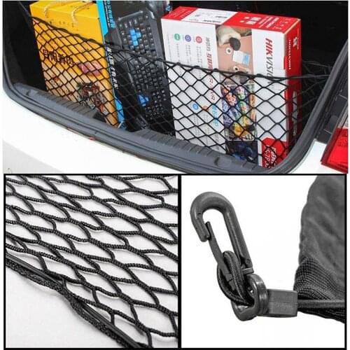 Universal Car Trunk Rear Storage Cargo Luggage Nylon Elastic Mesh Net Holder With 4 Plastic Hooks Pocket