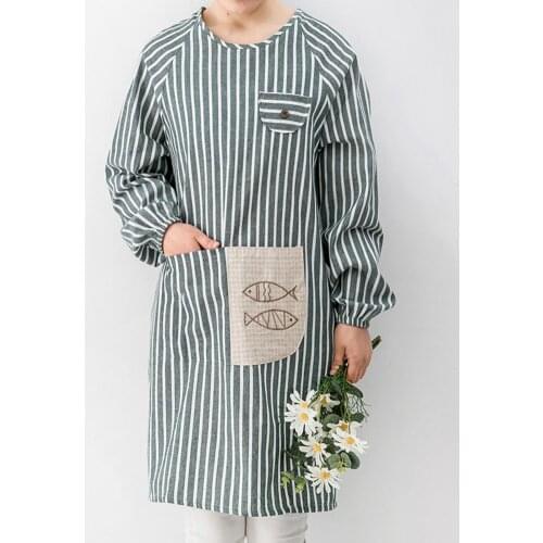 Adult Overalls With Sleeves Apron Skin-friendly Waterproof And Oil-proof Polyester Cotton Adjustable Apron