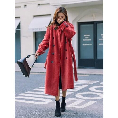 Coat Winter Women Real Fur Coat Female Sheep Shearling Jacket 100% Wool Coat Women Clothes 2020 Korean Outwear MY4403
