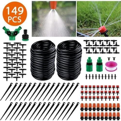 148 PCS DIY Drip Irrigation System Automatic Watering Garden Hose Garden Watering System Adjustable Micro Drip Watering Kits