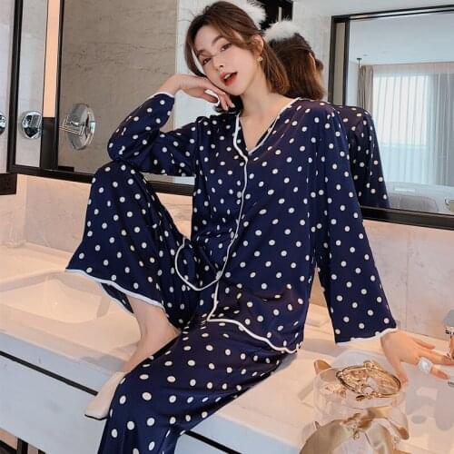2PCS Shirt&Pants Sleep Suit Casual Nightwear Pajamas Set Women Satin Sleepwear Loungewear Soft Intimate Lingerie Pyjamas