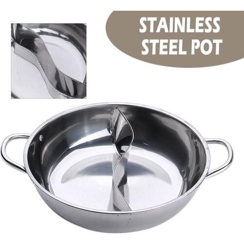 28cm Twin Hot Pot Induction Cooker Gas Stove Twin Divided Compatible Stainless Steel Pot for Kitchen Cookware Soup Cooking Pot