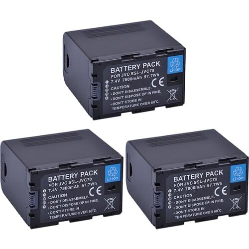 3pc 7800mAh SSL-JVC70 SSL JVC70 Li-ion Batteries with USB Output for for JVC SSL-JVC70 JVC GY-HMQ10 GY-HM200 GY-LS300 Camera