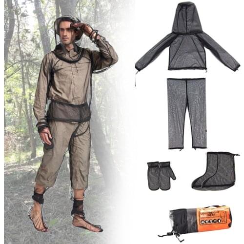 4pcs Outdoor Adventure Anti-mosquito Net Gauze Clothing Camping Hiking Clothing Fishing Anti-bee Pants Gloves Foot Cover -40
