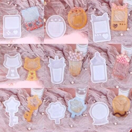 9 Styles Resin Shaker Molds Set Game Consoles Bottle Cats Paw Crystal Ball 9 Silicone Trays Molds Kit with 5 Seal Films
