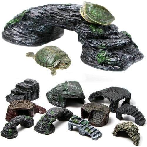 Aquarium Fish Tank Stone Turtle Basking Climbing Reptile Platform Terrace Aquarium Decor For Fish Cave Decoration
