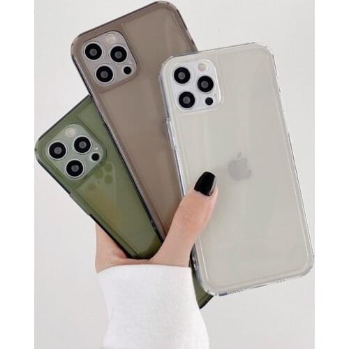 Retro kawaii jelly green black Transparent japanese Phone Case For iPhone 12 11 Pro Max Xr Xs Max 7 8 Plus 7Plus case Cute Cover