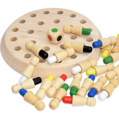 Kids Wooden Toy Fun Block Board Game Educational Color Cognitive Ability Toys for Children Gift Memory Match Stick Chess Game