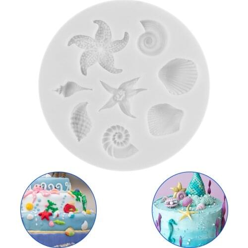 DIY Sea Creatures Conch Starfish Shell Fondant Cake Candy Silicone Molds Creative DIY Chote Mold Cake Decoration Tools