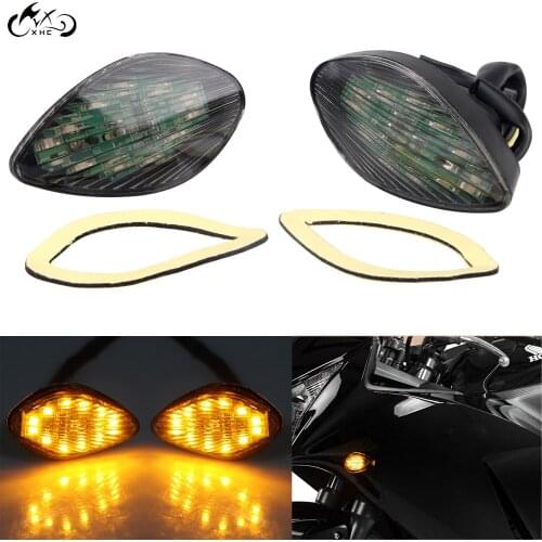 Smoke Lens Turn Signal 12V LED Bright Amber Light For Honda Grom 2014-2016 CBR 919 2002-2008 600RR 2003-2008 1000RR 2004-2008