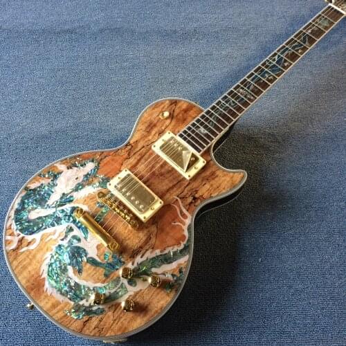 Electric guitar, Dragon abalone inlaid rosewood fingerboard, Dragon abalone inlaid decaying wood electric guitar, Free shipping