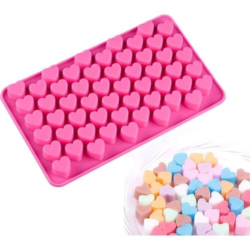 55 Grids Heart-shaped DIY Ice Tray Mold Silicone Chocolate Ice Cube Maker Kitchen Cake Baking Ice Cube Mold Color Random