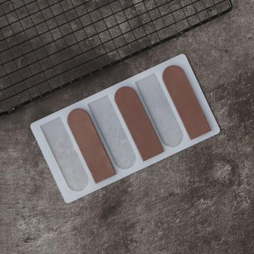 Round Head Bar Shape Chocolate Stencil Mold Cake Edge Decoration Round End Stripe Shape Transfer Sheet Silicone Chablon
