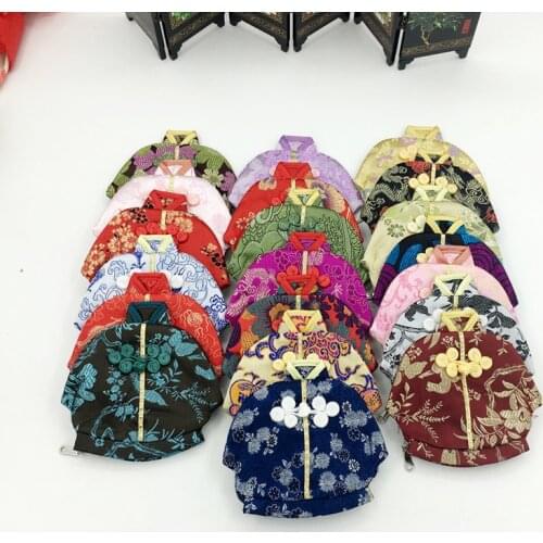 Chinese style characteristic silk brocade satin plate buckle Tang suit small clothes coin purse coin bag