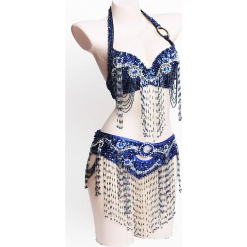 Sexy ladies sequin bellydance set belly dancecostume tribal evening dance fringe tassel belly dancing bra belt adult dancer wear