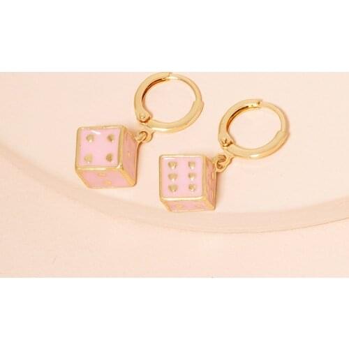 Creative Simple Dice Mushroom Ear Clip Earrings Fashion Girl Party Pink Earrings Accessories Cute Female Jewelry Gift