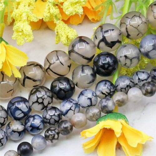 6 8 10 12mm Round Dragon Pattern Stripe Agates Loose Beads DIY Onyx Natural Stone Women Girl Fashion Jewelry Making Design