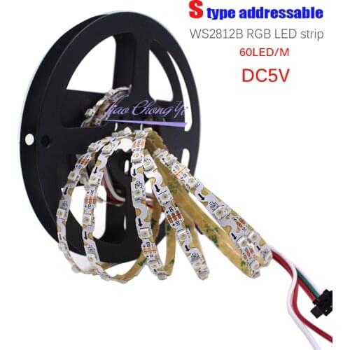 New 3535 S2812B 60LED S type1M 2M bendable RGB Full Color led pixel strip Addressable DC5V IP20 non-waterproof