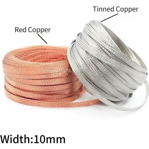 10mm Tinned Plating Copper Braided Sleeve Metal Sheath Anti Interference Screening Audio Speaker Wire Wrap Signal Cable Shielded