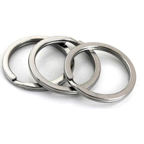 5pcs Metal Split Rings Flat-wire Double Loop Keyring 15-38mm Keychain Keys Holder DIY Leather Craft hardware Stainless Steel